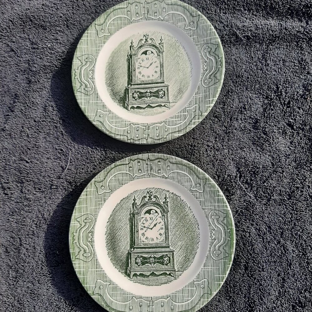 VTG Set of 2 The Old Curiosity Shop' 6” Bread/Dessert Plates Green